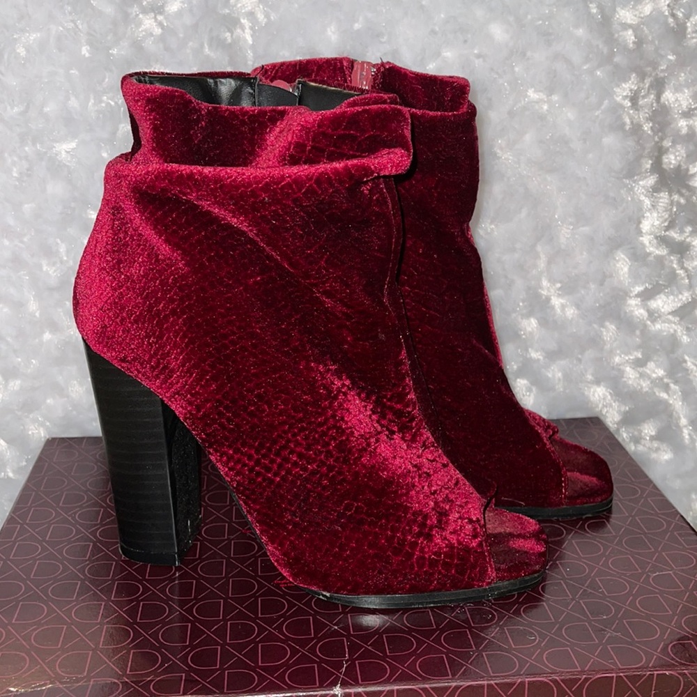 Red velvet booties